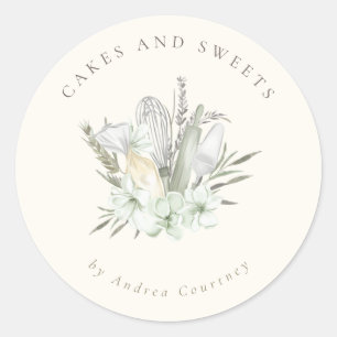 Bloemrijke Chic Bakkerij Pastry Chef Baking Utensi Ronde Sticker