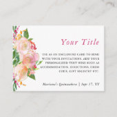 Bloemrijke Chic Roze en Gouden Aangepaste Enclosur Informatiekaartje (Voorkant)