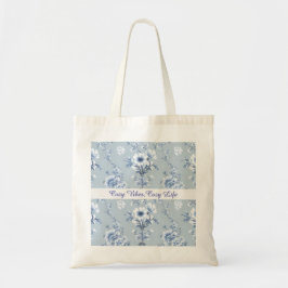 Bloemrijke Chinoiserie Blauwe Toile met aangepast Tote Bag