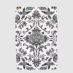 Bloemrijke Chinoiserie Zwart & Wit Aquarel Golfhanddoek