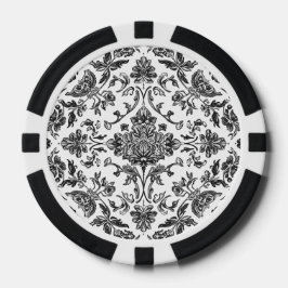 Bloemrijke Chinoiserie Zwart & Wit Aquarel Poker Chips
