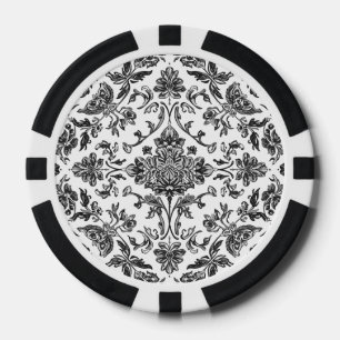 Bloemrijke Chinoiserie Zwart & Wit Aquarel Poker Chips