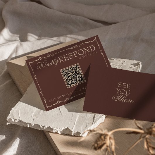 Bloemrijke chocolade bruine oude geld QR-code brui RSVP Kaartje