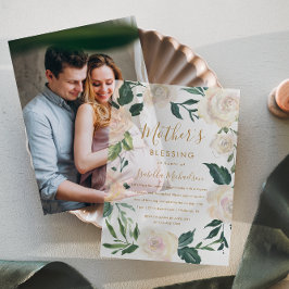 Bloemrijke christelijke zegenfeest voor moeder en vellum uitnodigingen