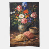 Bloemrijke Concha Stilleven | Monogram Theedoek (Verticaal)