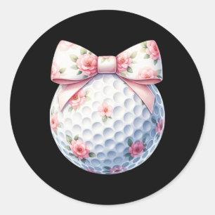 Bloemrijke Coquette Strik Golfbal Golfen Golfer Sp Ronde Sticker