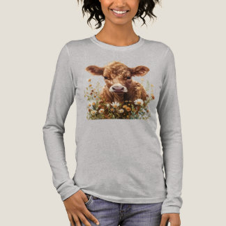 Bloemrijke cottagecore hoogland babykoe Tri-Blend shirt