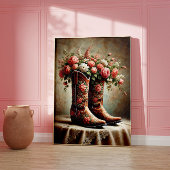 Bloemrijke Cowboylaarzen Western Vintage Wandkunst Poster