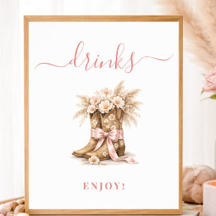 Bloemrijke Cowgirl Laarzen Baby Meisje Shower Dran Poster