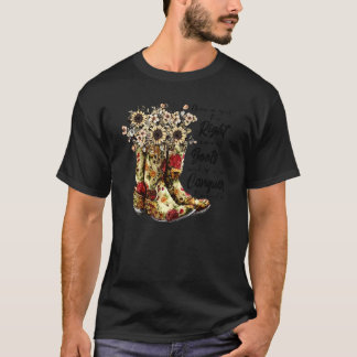 Bloemrijke Cowgirl-laarzen geven een meisje het ju T-shirt
