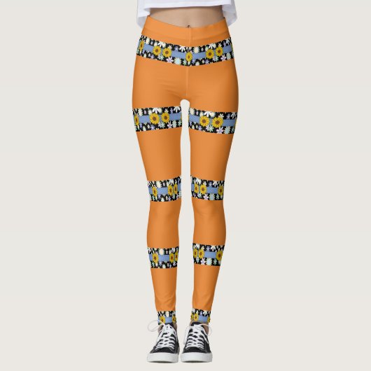 Bloemrijke dames lange leggings (Voorkant)