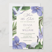 Bloemrijke decoratieve vogel  save the date (Voorkant)