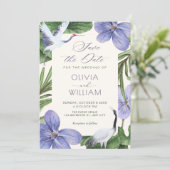 Bloemrijke decoratieve vogel  save the date (Staand voorkant)