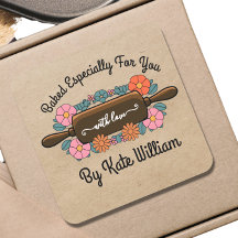 Bloemrijke deegroller Gebakken door U Cadeautags