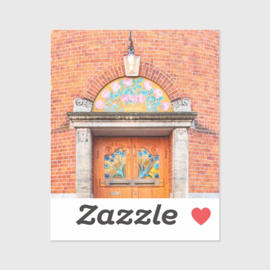 Bloemrijke deurdeur Sticker (Vel)