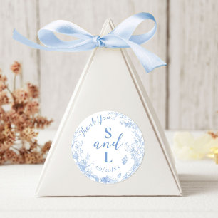  Bloemrijke Dusty Blue Wedding Favoriet Dank u Ronde Sticker