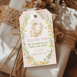 Bloemrijke Dwaas Ganzen Roze Baby Shower Dank Je Cadeaulabel