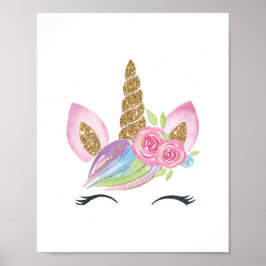 Bloemrijke Eenhoorn Waterverf Nursery Muurdecorati Poster