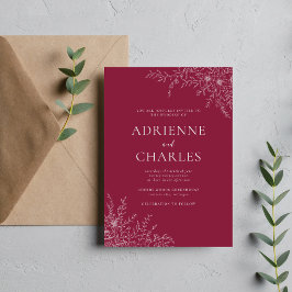 Bloemrijke Eenvoud 1 Claret Minimaal Huwelijk Kaart