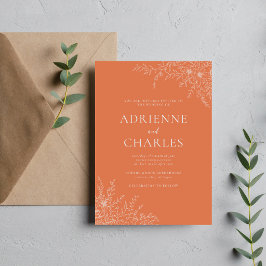 Bloemrijke Eenvoud 1 Koraal Minimalistische Trouwk Kaart