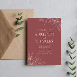 Bloemrijke Eenvoud 1 Marsala Minimalistische Trouw Kaart