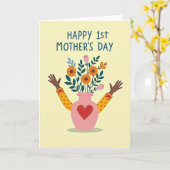 Bloemrijke eerste moederdagkaart kaart (Gele Bloem)