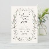 Bloemrijke Elegante Bewaar De Datum Save The Date (Staand voorkant)