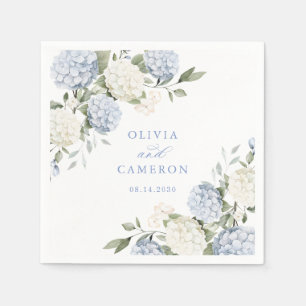 Bloemrijke Elegante Blauwe Hortensia Groene Huweli Servet