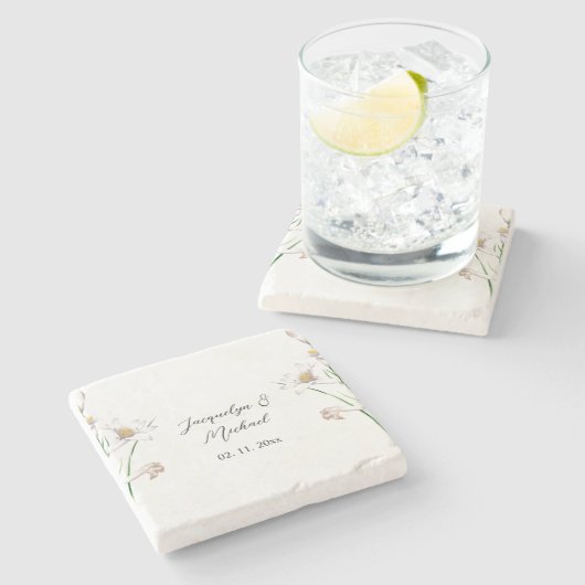 Bloemrijke Elegante Chic Mooie Kalligrafie Naam To Stenen Onderzetter (Zijkant)