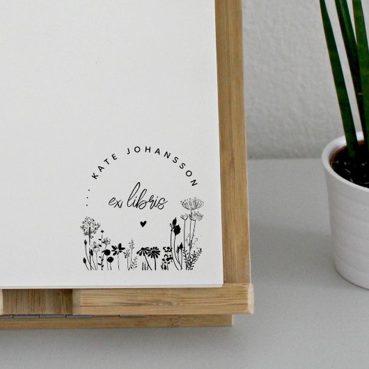 Bloemrijke Elegante Ex Libris Aangepast Boek Rubberstempel