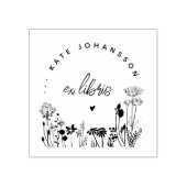 Bloemrijke Elegante Ex Libris Aangepast Boek Rubberstempel (Afrduk)