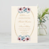 Bloemrijke Elegante Frame Crème Islamitische Mosli Kaart (Staand voorkant)