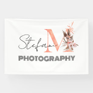 Bloemrijke Elegante Handtekening Roze Gouden M Mon Spandoek