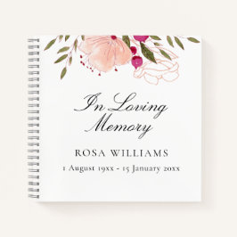 Bloemrijke Elegante Herdenkingsboek voor Funerals Notitieboek