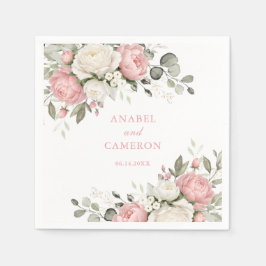 Bloemrijke Elegante Roze Groene Huwelijksdecoratie Servet