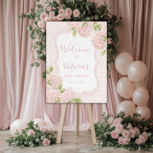 Bloemrijke Elegante Roze Hortensia Baby Shower