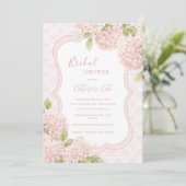 Bloemrijke Elegante Roze Hortensia Bruidsdouche Kaart (Staand voorkant)