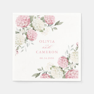 Bloemrijke Elegante Roze Hortensia Groene Huwelijk Servet