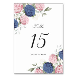 Bloemrijke Elegante Roze & Marineblauwe Hortensia Kaart