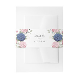 Bloemrijke Elegante Roze & Marineblauwe Hortensia Uitnodigingen Wikkel