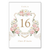 Bloemrijke Elegante Roze Rozen Wapen Tafelnummer (Achterkant)