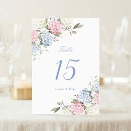 Bloemrijke Elegante Roze & Stofblauwe Hortensia Br Kaart