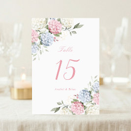Bloemrijke Elegante Roze & Stofblauwe Hortensia Br Kaart