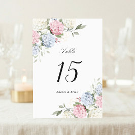 Bloemrijke Elegante Roze & Stofblauwe Hortensia Br Kaart