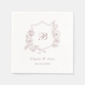 Bloemrijke Elegante Rozen Wapenschild Stof Roze Mo Servet (Voorkant)