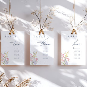 Bloemrijke Elegante Stofblauwe Script Bruiloft Kaart