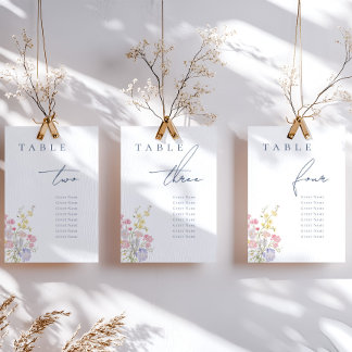 Bloemrijke Elegante Stofblauwe Script Bruiloft Kaart