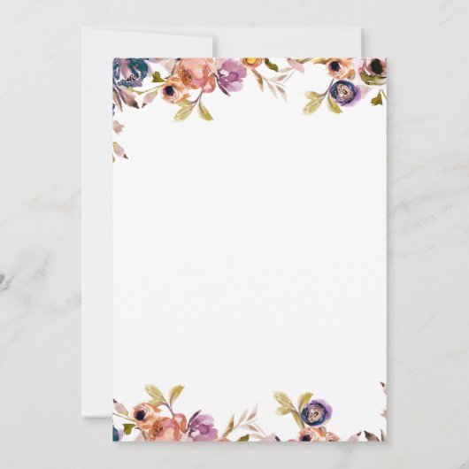 Bloemrijke Elegante Uitgestelde Bruiloft Waard om Kaart (Achterkant)