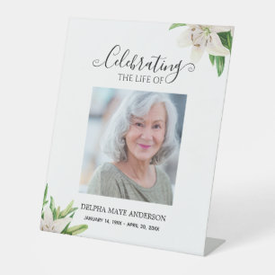 Bloemrijke Elegante Viering van het Leven  Reclamebord Met Voetstuk