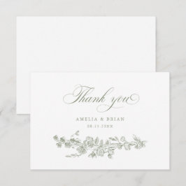 Bloemrijke Elegante Vintage Gegraveerde Bloemen Br Bedankkaart